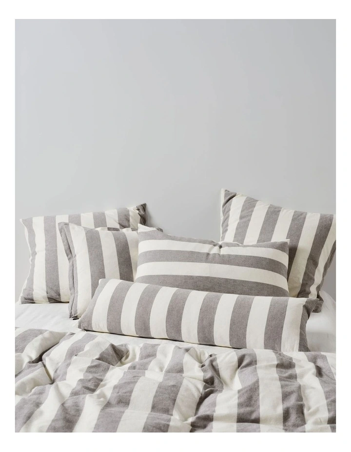 Vintage Stripe Cushion 30x90cm in Steel image 2