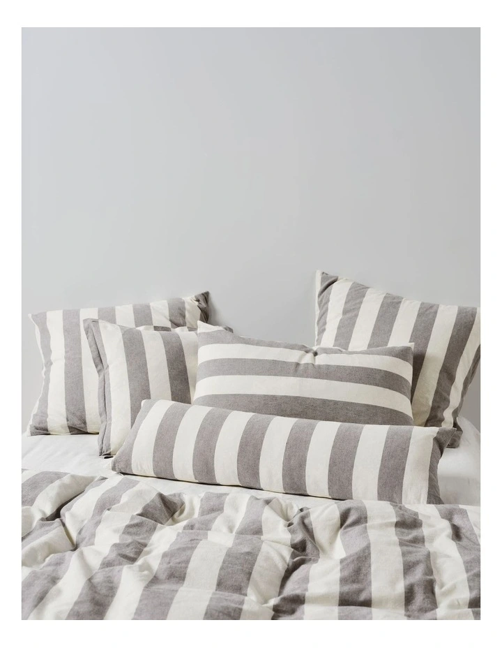 Vintage Stripe Cushion 30x90cm in Steel image 2