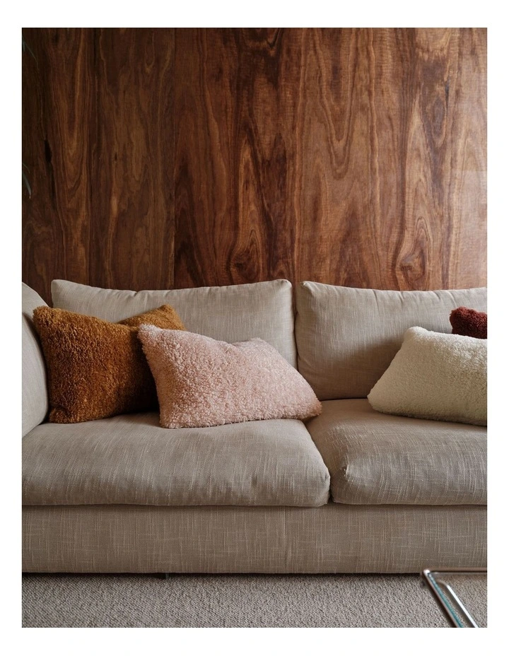 Shetland Faux Fur Cushion in Blush image 2