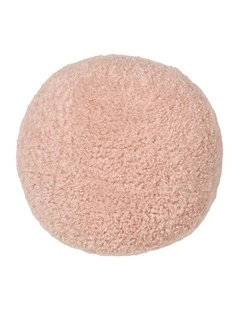 Shetland Faux Fur Cushion Round in Blush