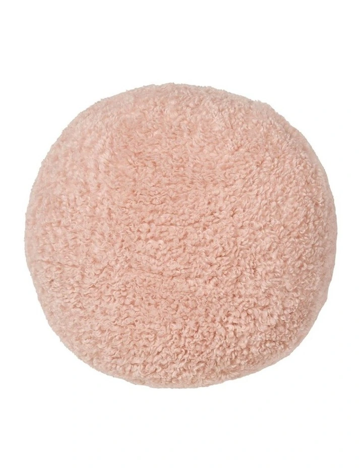 Shetland Faux Fur Cushion Round in Blush image 1
