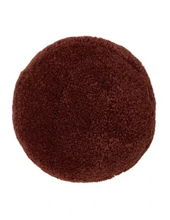 Shetland Faux Fur Cushion Round in Chestnut