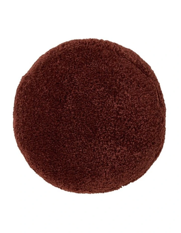 Shetland Faux Fur Cushion Round in Chestnut image 1