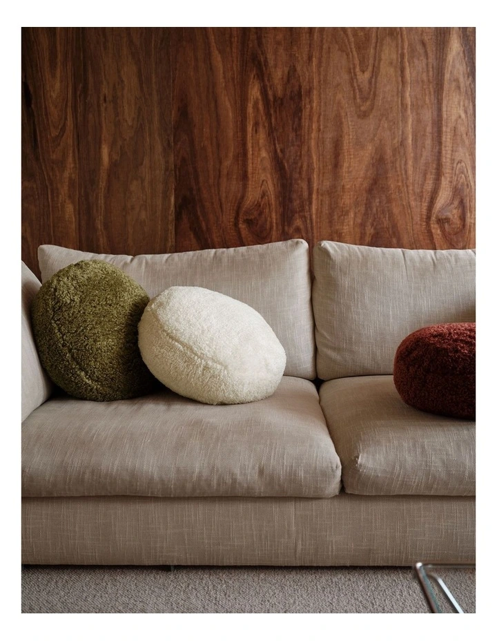 Shetland Faux Fur Round Cushion 43cm in Cream image 2