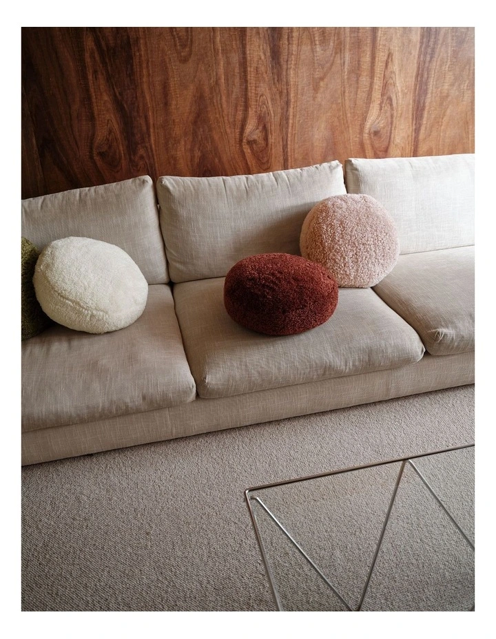 Shetland Faux Fur Round Cushion 43cm in Cream image 3