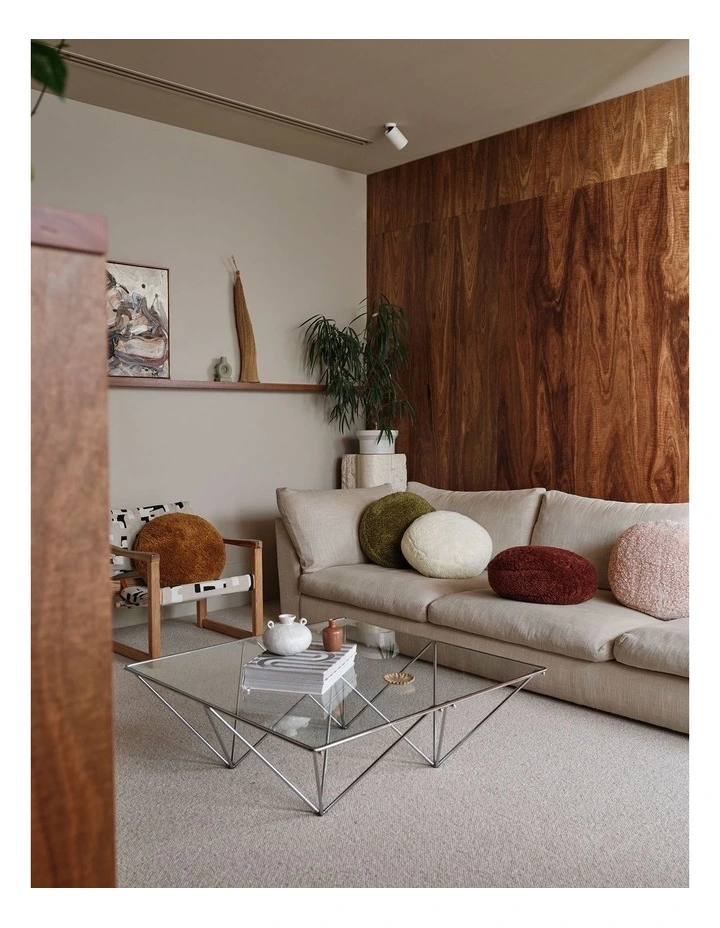 Shetland Faux Fur Round Cushion 43cm in Cream image 4