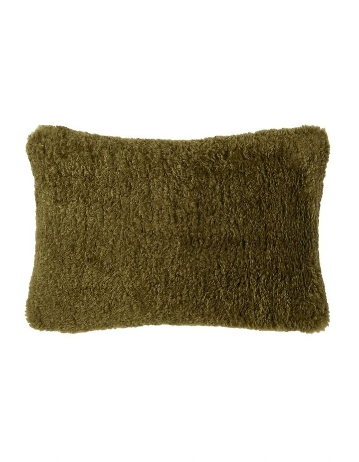 Shetland Faux Fur Cushion 40x60cm in Olive image 1