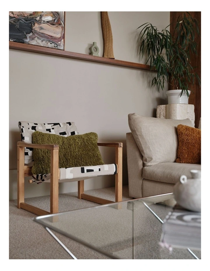 Shetland Faux Fur Cushion 40x60cm in Olive image 2