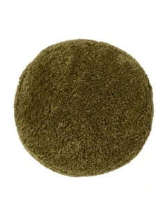 Shetland Faux Fur Round Cushion 43cm in Olive