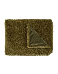 Shetland Faux Fur Throw in Olive
