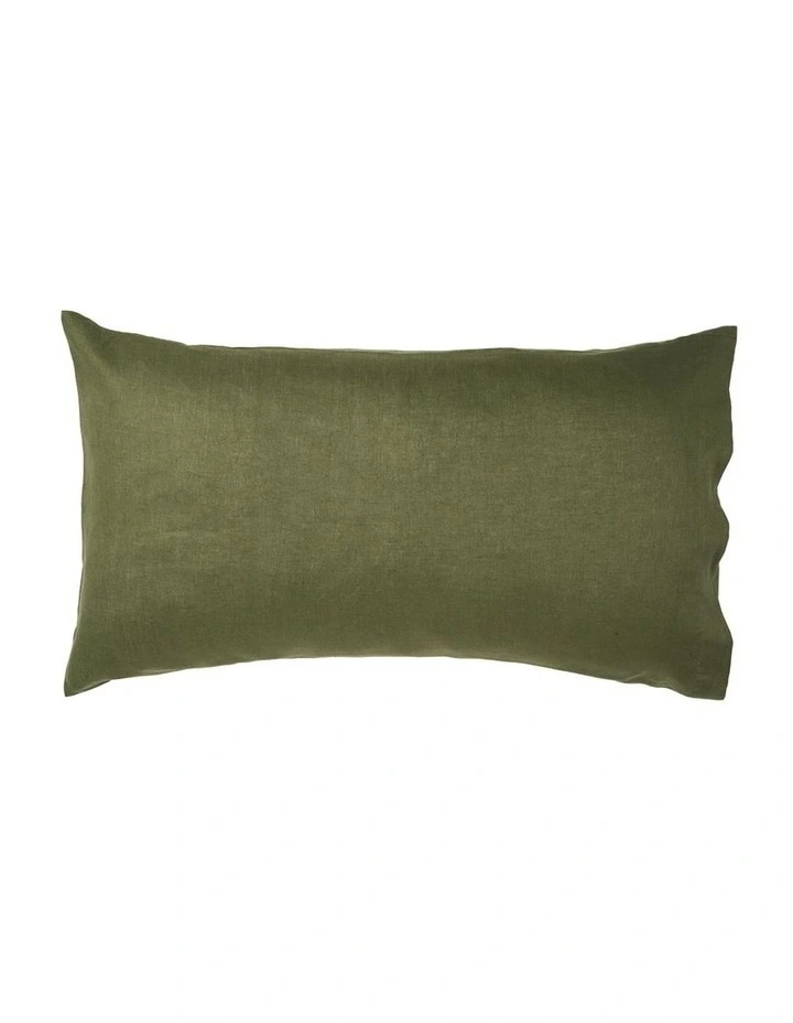 Nimes Washed European Linen King Pillowcase in Moss image 1