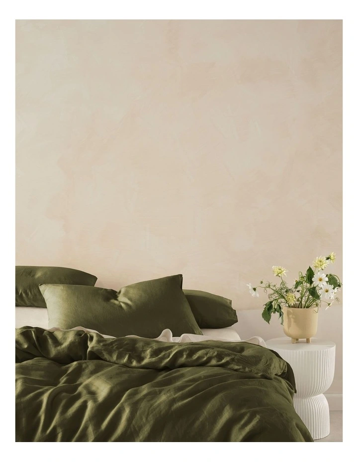 Nimes Washed European Linen King Pillowcase in Moss image 2