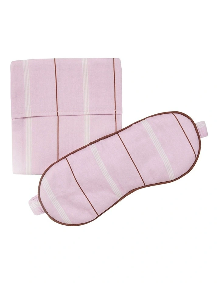Monday Stripe Cotton Sateen Sleep Mask In Lilac image 2