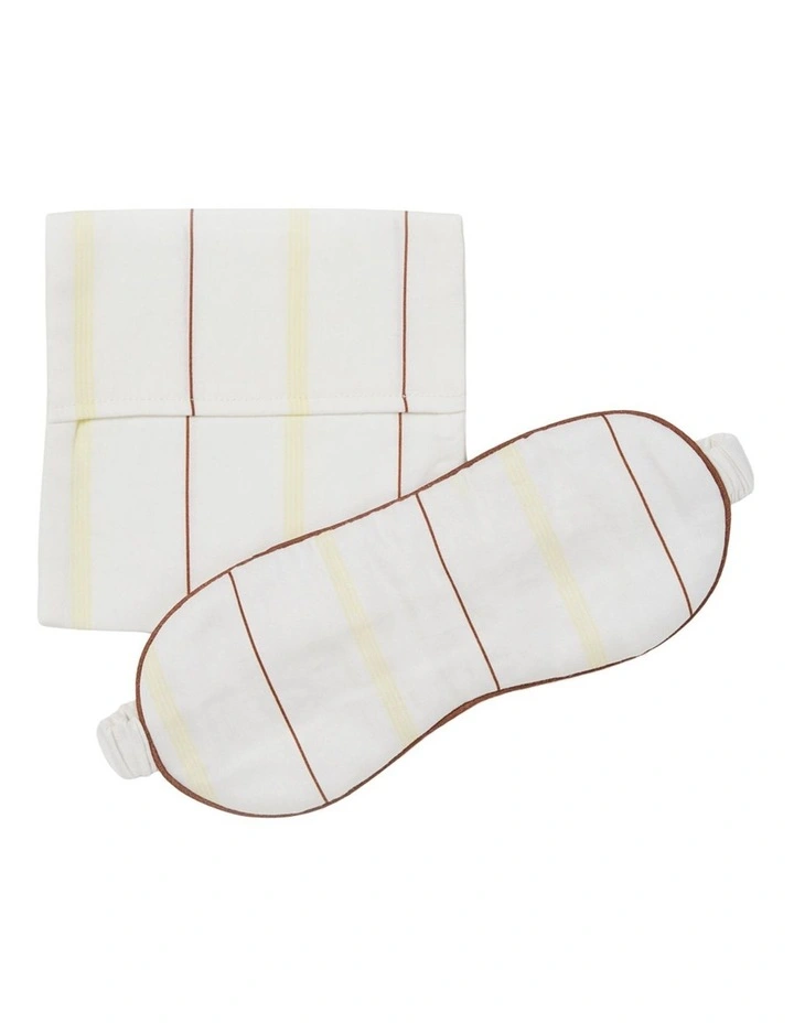Monday Stripe Cotton Sateen Sleep Mask In White image 2