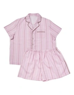 Monday Stripe Cotton Sateen Pyjamas In Lilac