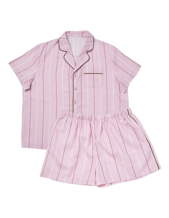 Monday Stripe Cotton Sateen Pyjamas In Lilac image 1