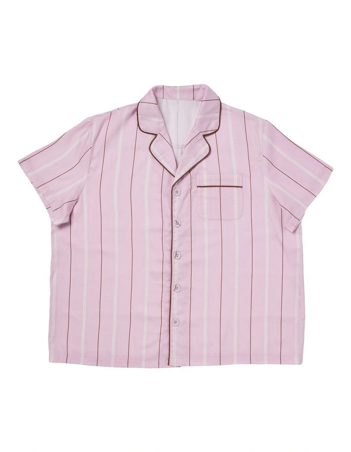 Monday Stripe Cotton Sateen Pyjamas In Lilac image 2