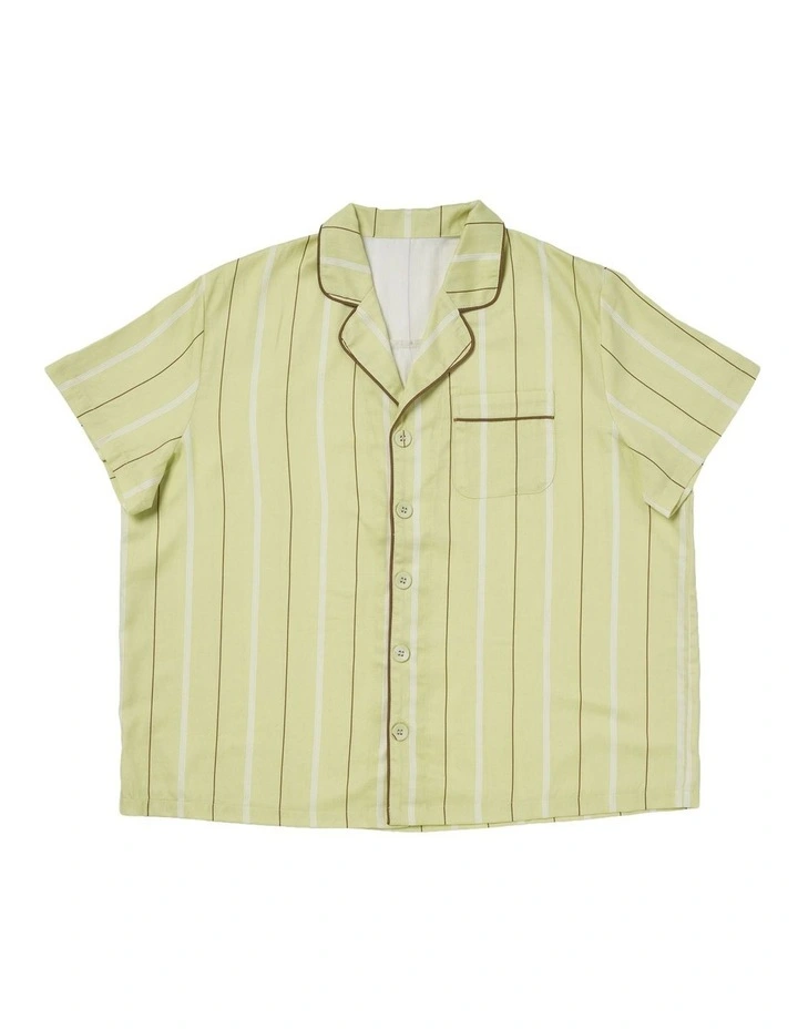 Monday Stripe Cotton Sateen Pyjamas In Pear image 2