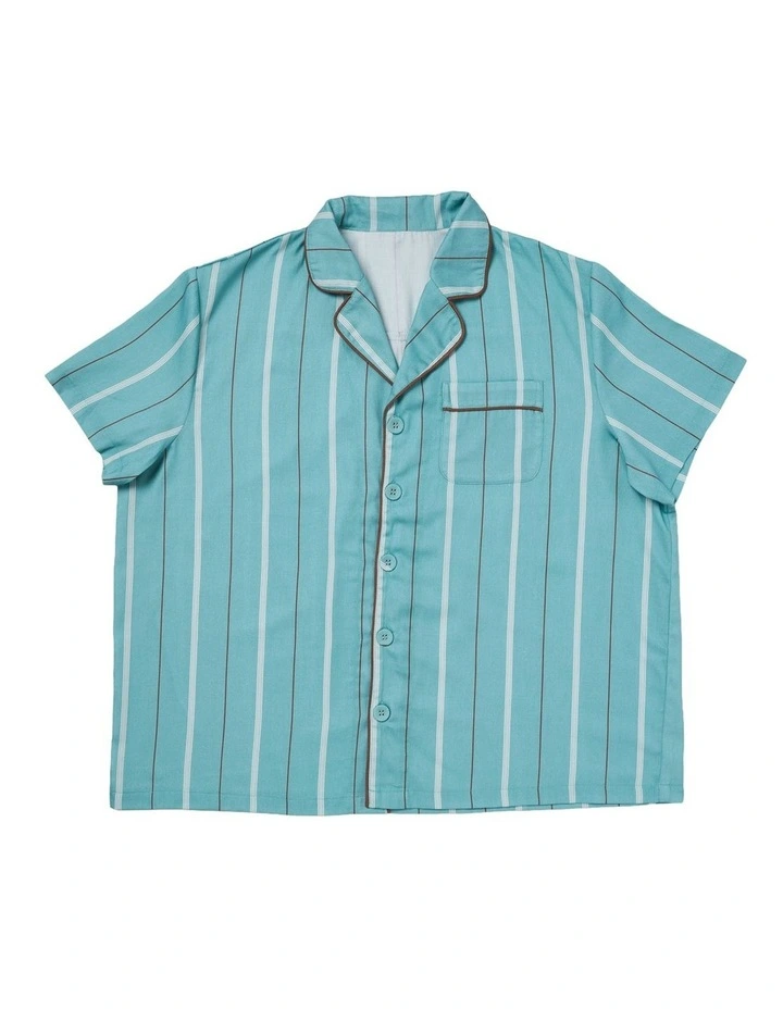 Monday Stripe Cotton Sateen Pyjamas In Reef image 2
