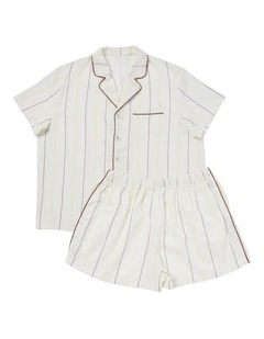 Monday Stripe Cotton Sateen Pyjamas In White
