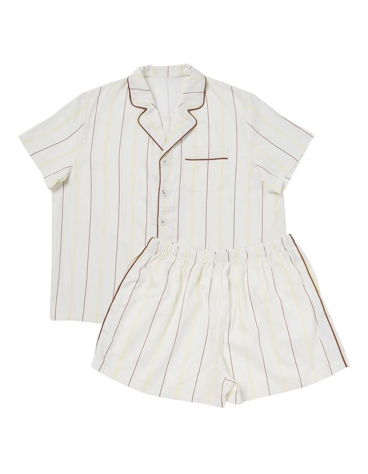 Monday Stripe Cotton Sateen Pyjamas In White image 1