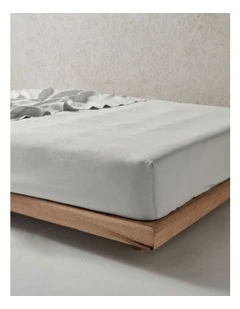 Nimes Washed European Linen Fitted Sheet in Pale Grey