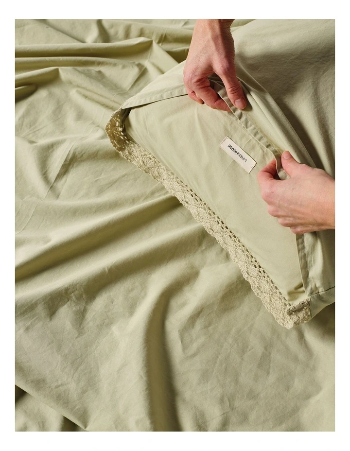 Marion Organic Washed Cotton Sheet Set In Pistachio image 4