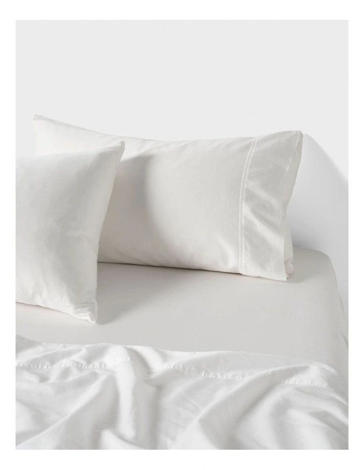 Surf Wash 400TC Cotton Sateen Sheet Set In White image 2