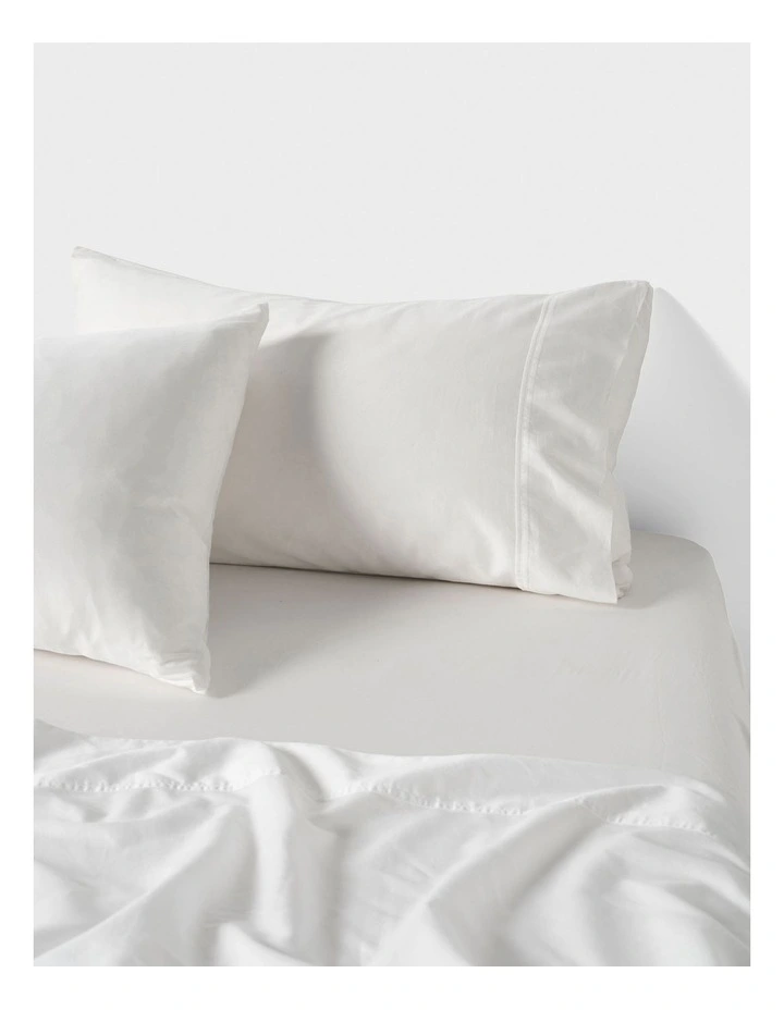 Surf Wash 400TC Cotton Sateen Sheet Set In White image 2