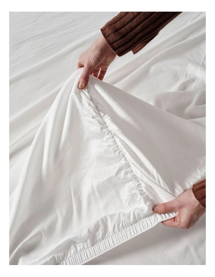 Surf Wash 400TC Cotton Sateen Sheet Set In White image 3