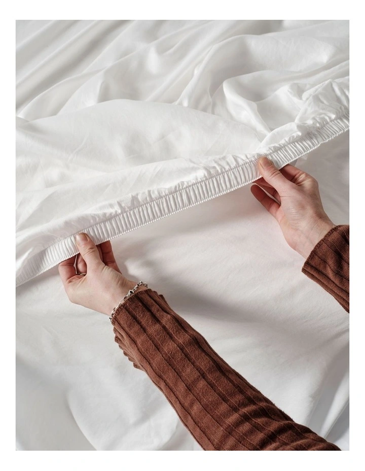 Surf Wash 400TC Cotton Sateen Sheet Set In White image 4
