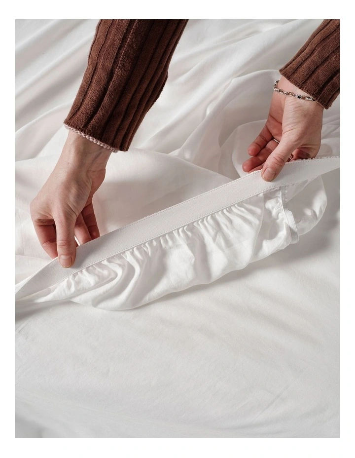 Surf Wash 400TC Cotton Sateen Sheet Set In White image 5