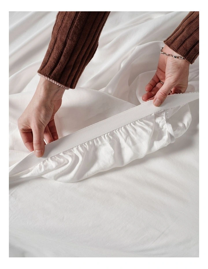 Surf Wash 400TC Cotton Sateen Sheet Set In White image 5