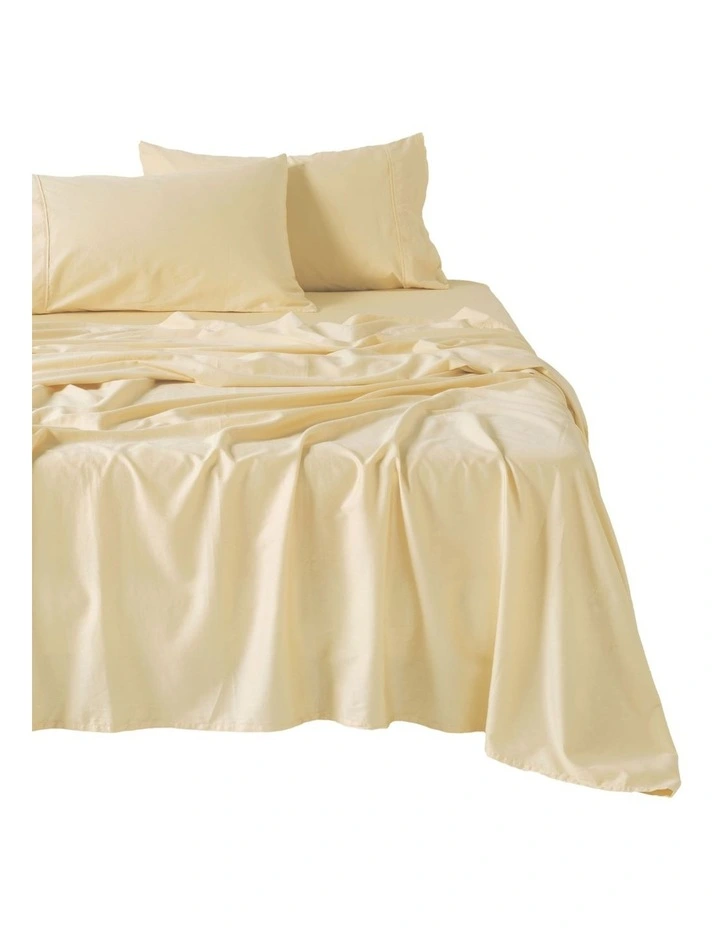 Surf Wash 400TC Cotton Sateen Sheet Set In Butter image 1