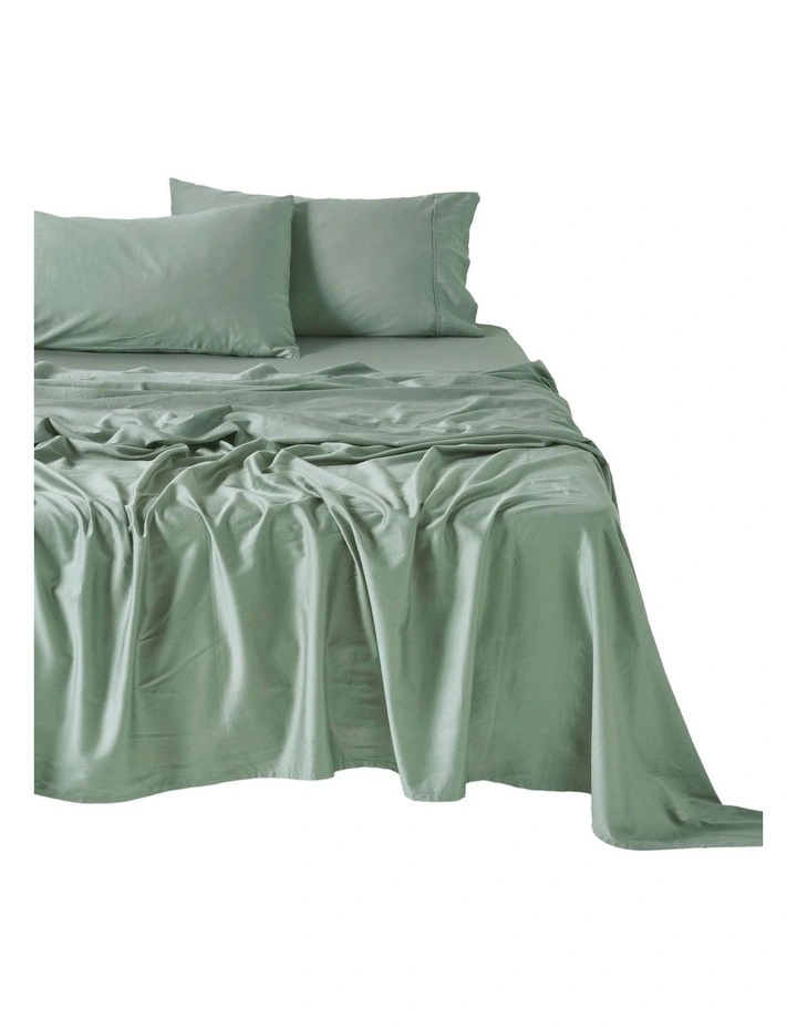 Surf Wash 400TC Cotton Sateen Sheet Set In Seafoam image 1