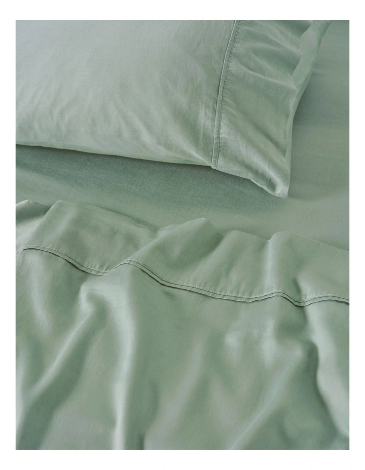 Surf Wash 400TC Cotton Sateen Sheet Set In Seafoam image 2