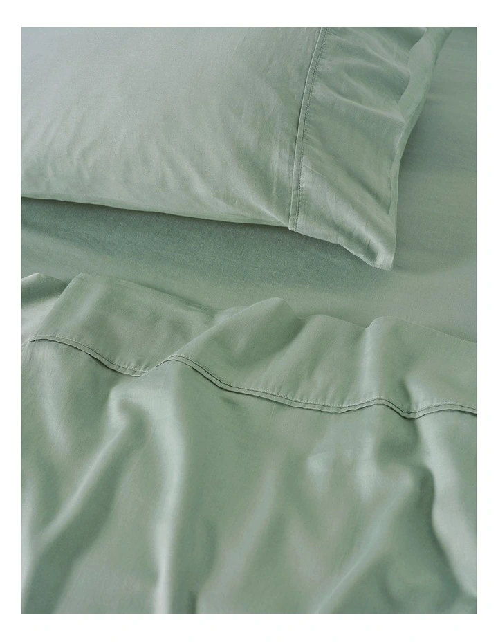Surf Wash 400TC Cotton Sateen Sheet Set In Seafoam image 2