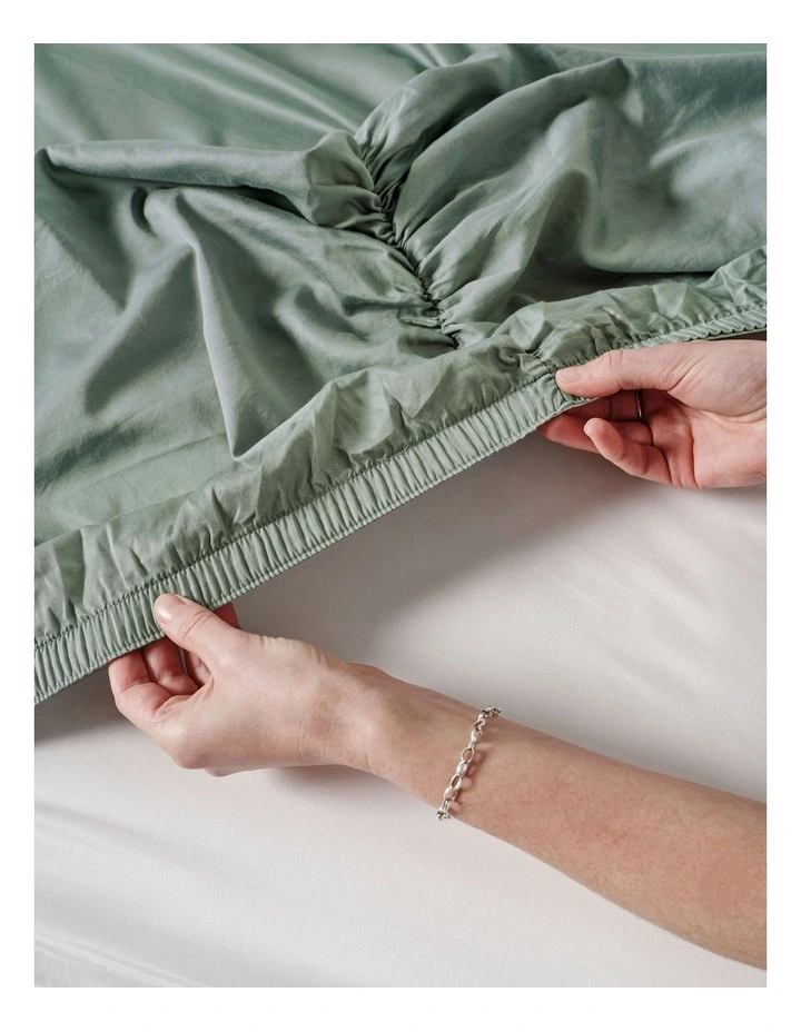 Surf Wash 400TC Cotton Sateen Sheet Set In Seafoam image 4