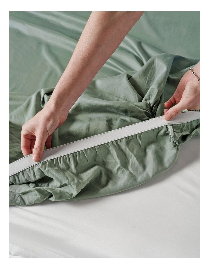 Surf Wash 400TC Cotton Sateen Sheet Set In Seafoam image 5
