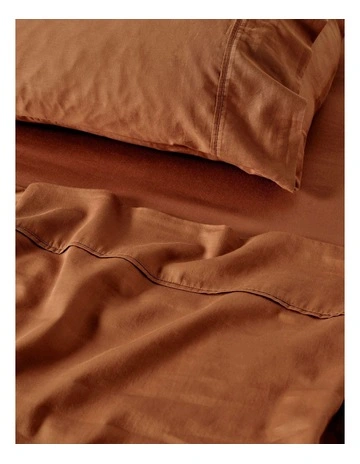 Surf Wash 400TC Cotton Sateen Sheet Set In Rust