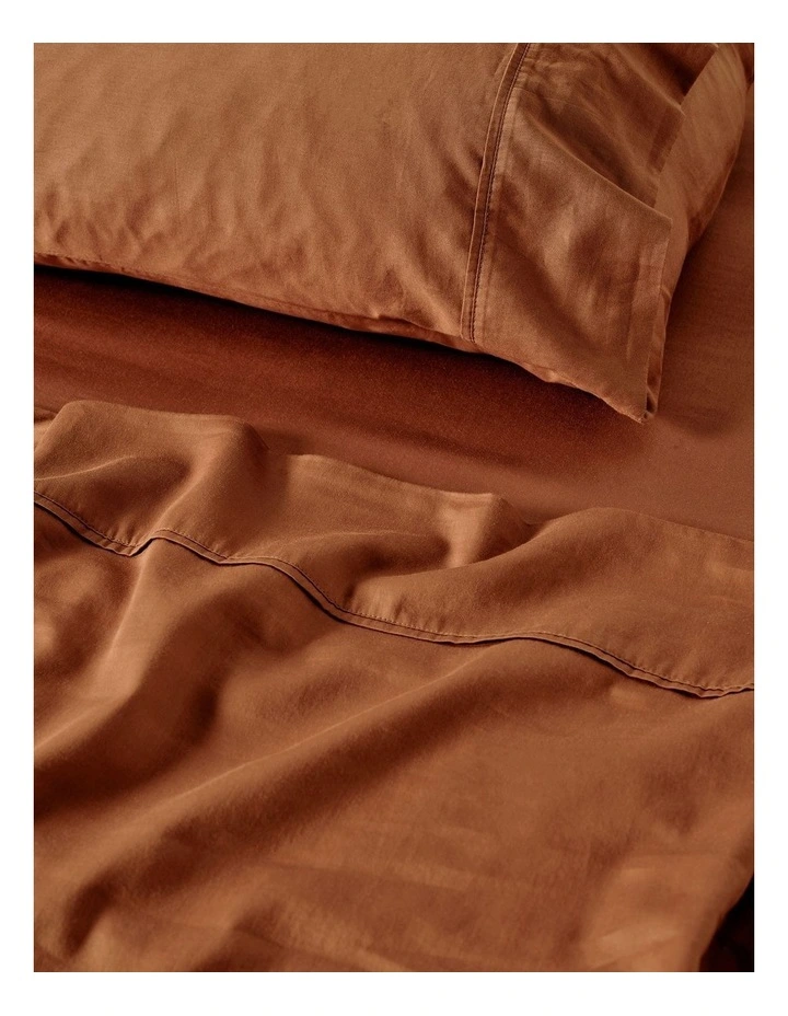 Surf Wash 400TC Cotton Sateen Sheet Set In Rust image 2