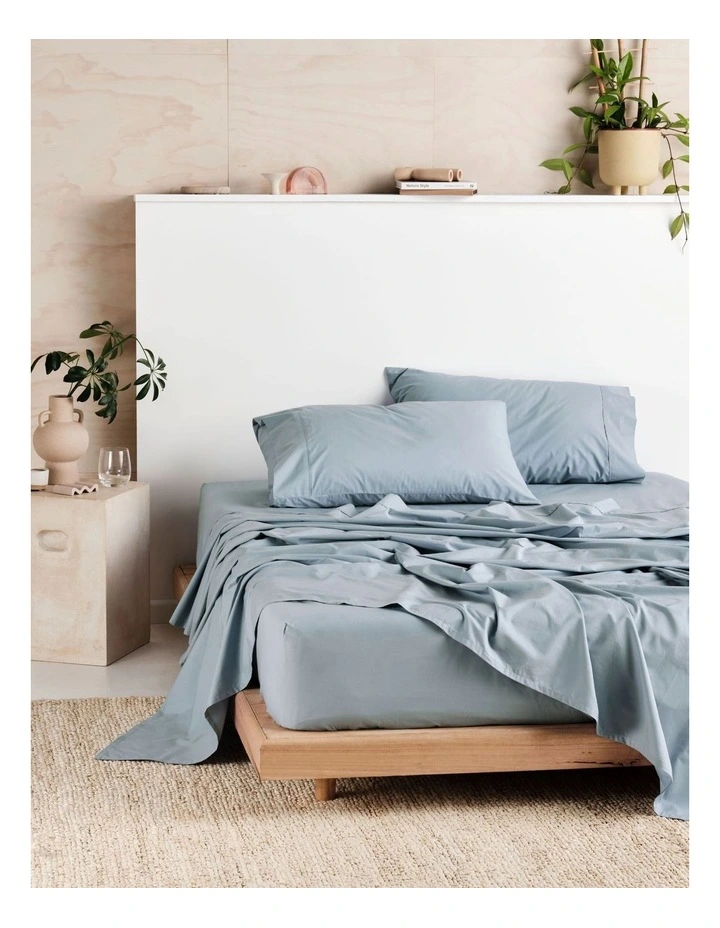 Vienna 300Thread Count Cotton Percale Sheet Sets 50cm in Blue image 1