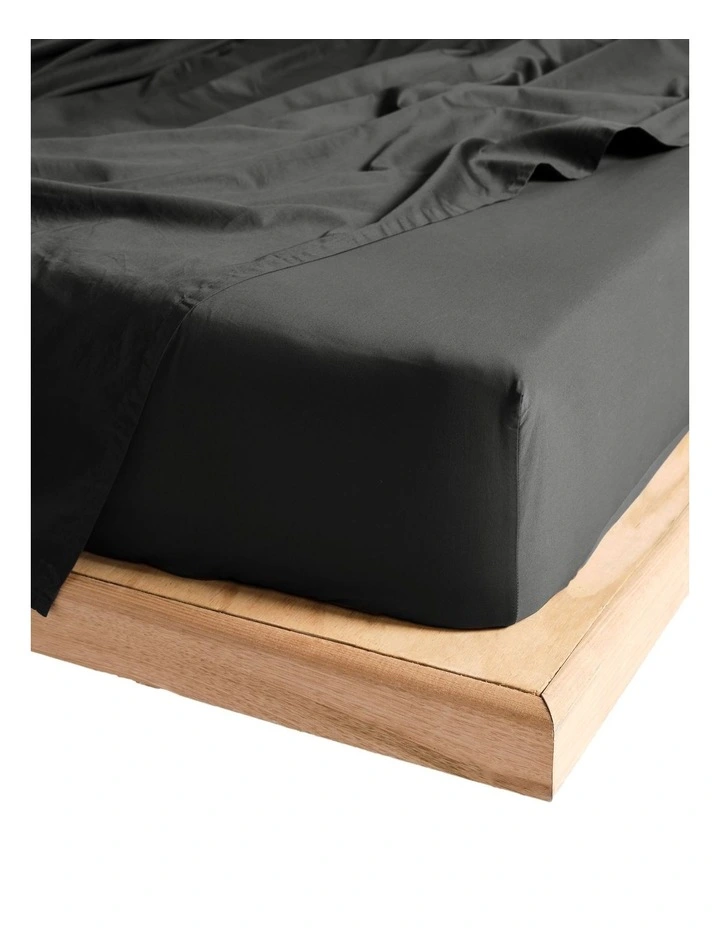Vienna 300Thread Count Cotton Percale Sheet Sets 50cm in Charcoal image 2