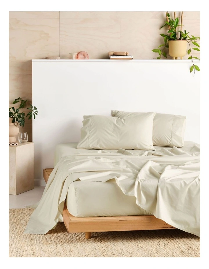 Vienna 300Thread Count Cotton Percale Sheet Sets 50cm in Linen image 1