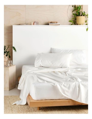 Vienna 300Thread Count Cotton Percale Sheet Sets 50cm in White