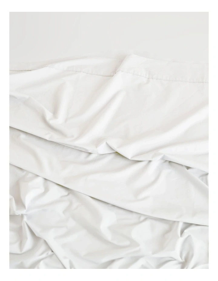 Vienna 300Thread Count Cotton Percale Sheet Sets 50cm in White image 3