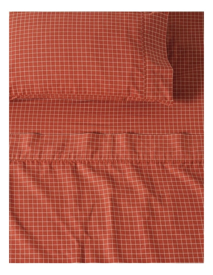 Volley Check Cotton Percale Sheet Set in Chilli image 2