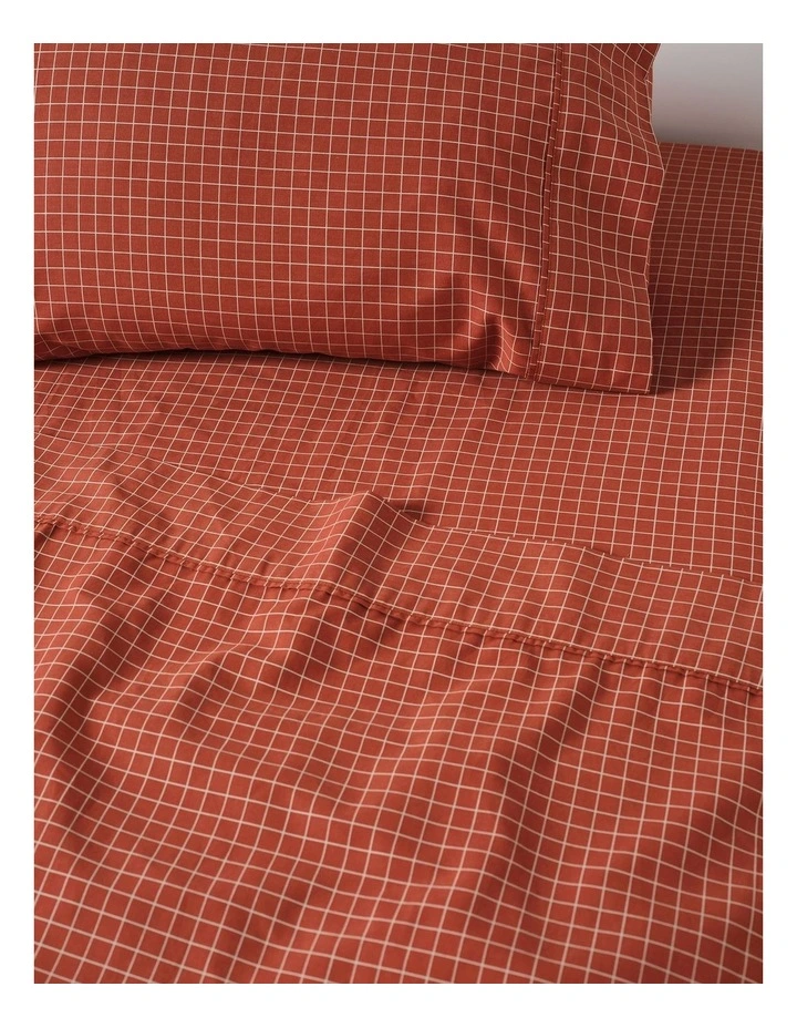 Volley Check Cotton Percale Sheet Set in Chilli image 4