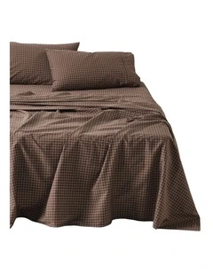 Volley Check Cotton Percale Sheet Set in Chocolate