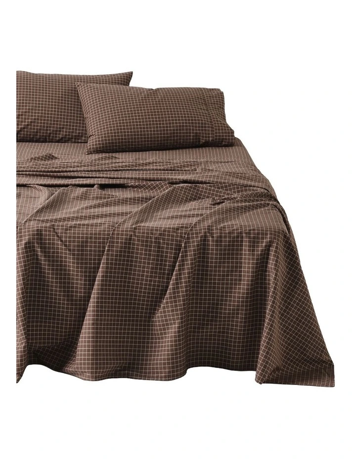 Volley Check Cotton Percale Sheet Set in Chocolate image 1